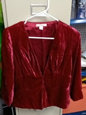 Women's Red Velvet Blazer Jacket